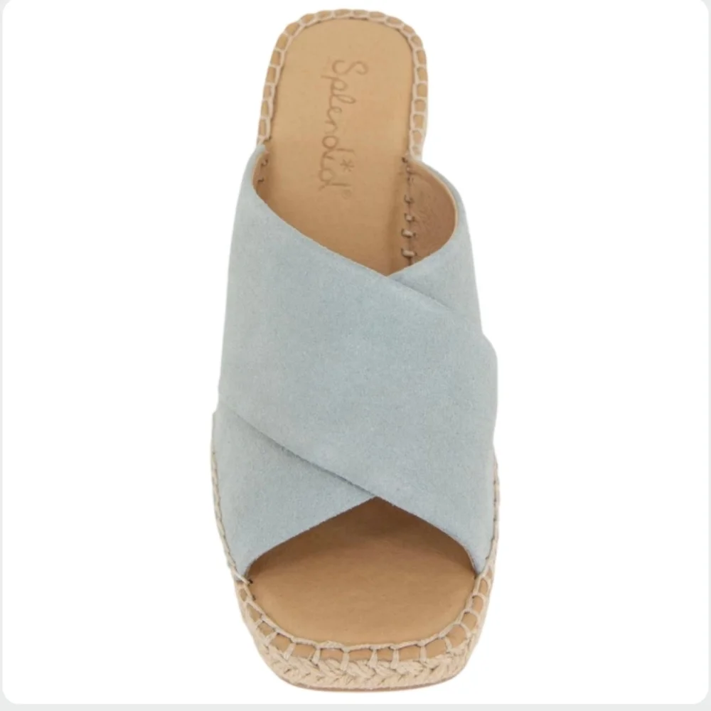 Splendid Britt Wedge Espadrille Sandals Ibiza Blue Suede 9M